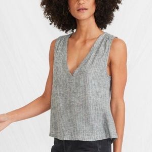 Marine Layer Black/White Stripe V-Neck Tory Tank